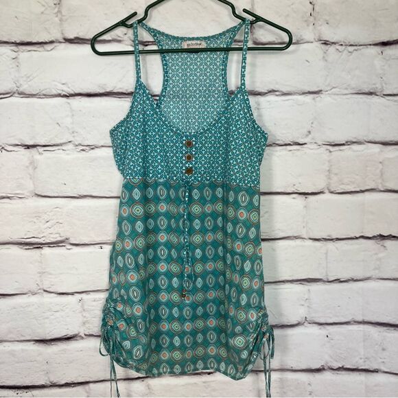 Vintage Anchor Blue Tank SZ M Tunic 100% Cotton Y2K 90’s Turquoise Orange Circle - Picture 3 of 16